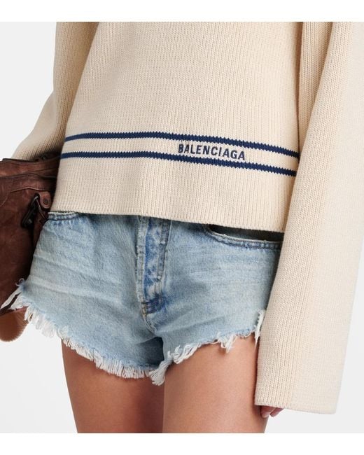 Balenciaga White Striped Cotton Sweater