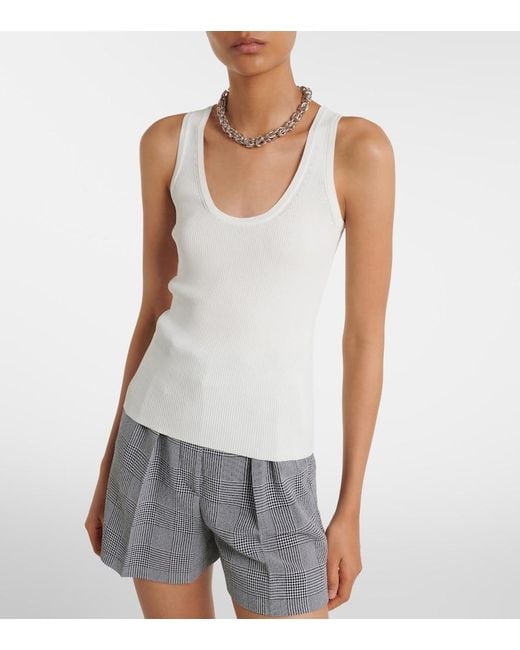 Max Mara White Ribbed-Knit Jersey Tank Top