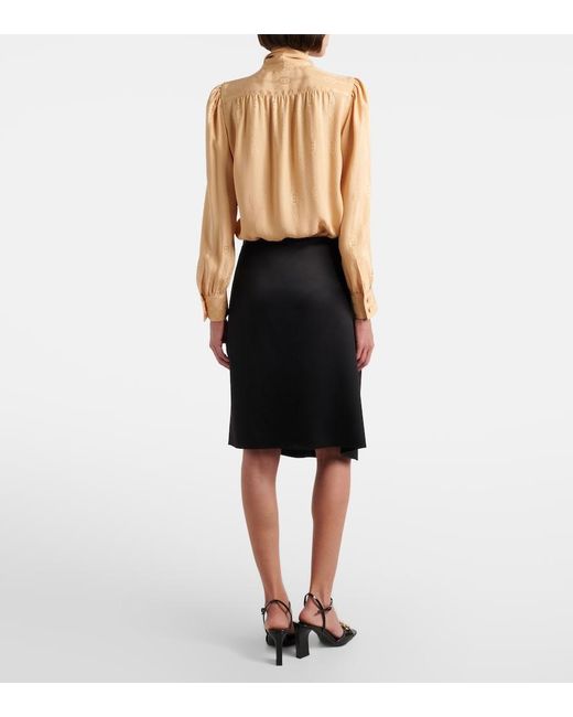 Gucci Black Silk Duchesse Wrap Skirt