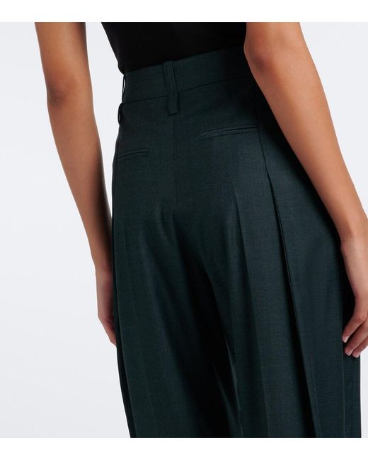 Victoria Beckham Blue Ethel Virgin Wool Wide-Leg Pants