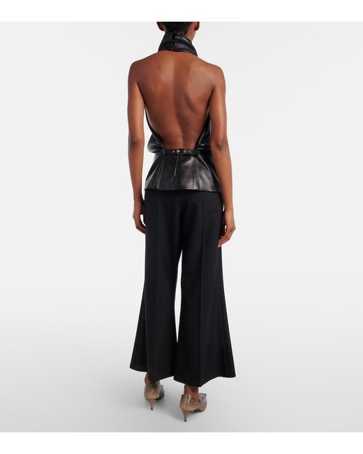 Khaite Black Walter Cropped Virgin Wool Flared Pants