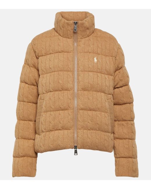 Polo Ralph Lauren Brown Wool And Cashmere Puffer Jacket