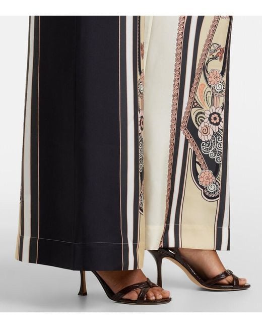 LaDoubleJ Natural Printed Silk Palazzo Pants