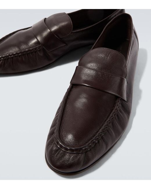 The Row Brown Soft Leather Loafers for men