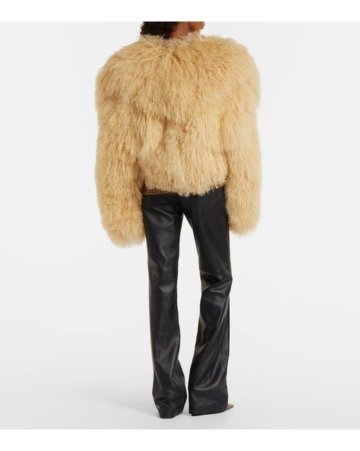 The Attico Natural Cropped Shearling Jacket