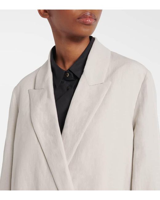 The Row Natural Nat Double-Breasted Silk And Linen Blazer