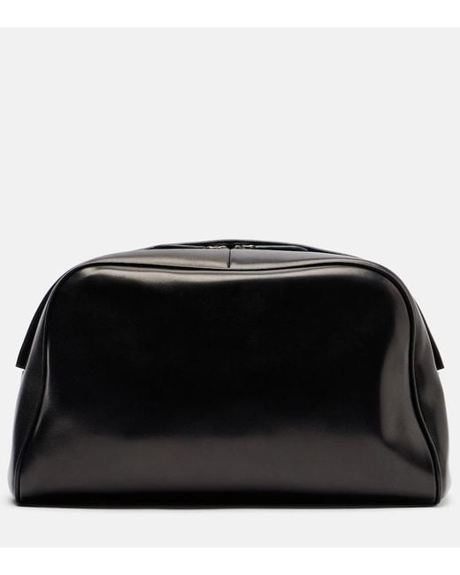 The Row Black Leila Small Leather Clutch