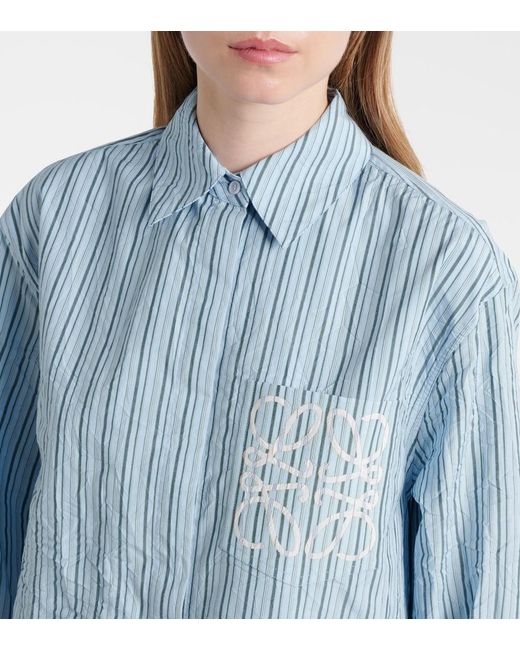 Loewe Blue Anagram Cotton-Blend Poplin Shirt