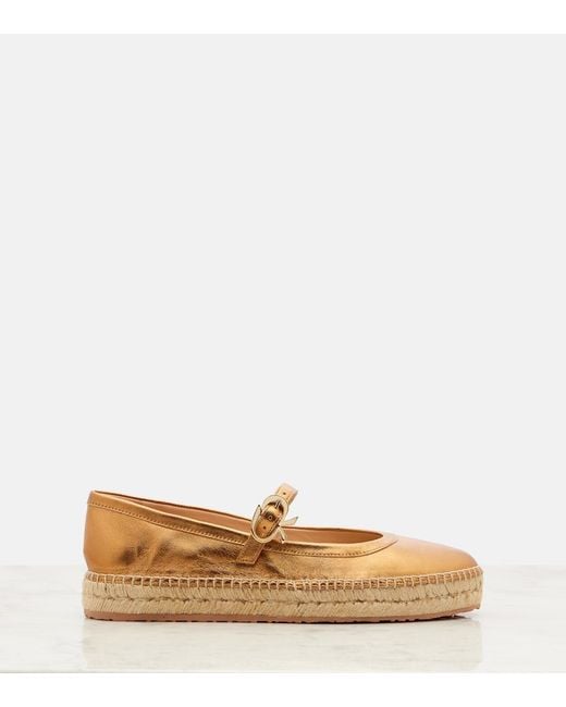 Gianvito Rossi Brown Elda Metallic Leather Espadrilles