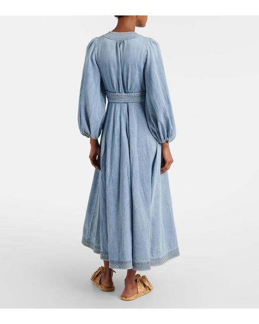 Zimmermann Blue Indra Denim Wrap Dress