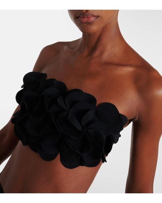 Karla Colletto Blue Tess Ruffled Bandeau Bikini Top