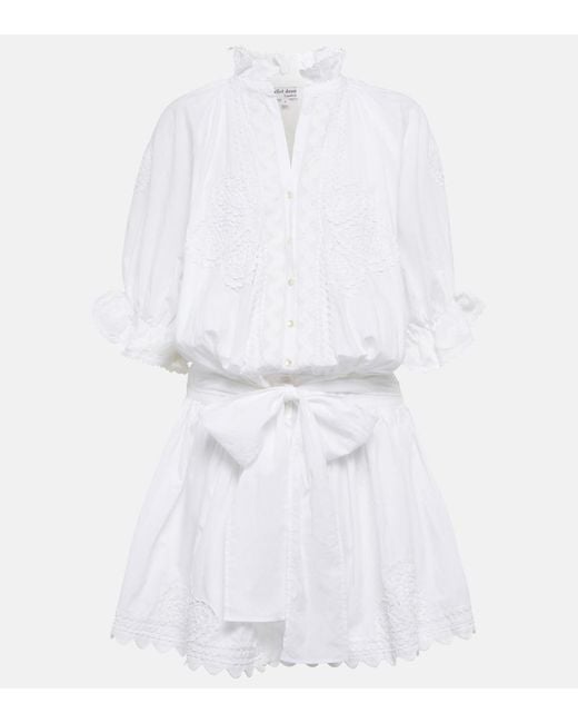 Juliet Dunn White Poplin Blouson Dress