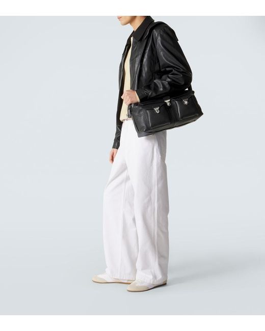 Lemaire White Soft Suede-Trimmed Sneakers for men