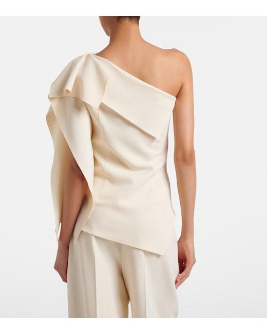 FFORME Natural Lavinia Draped One-Shoulder Top