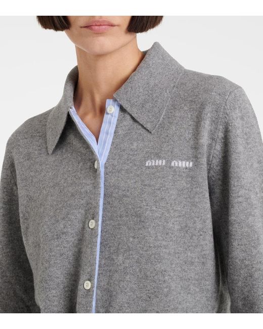 Miu Miu Gray Cardigan Aus Kaschmir
