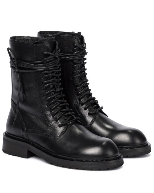 Ann Demeulemeester Leather Combat Boots in Black - Save 3% - Lyst