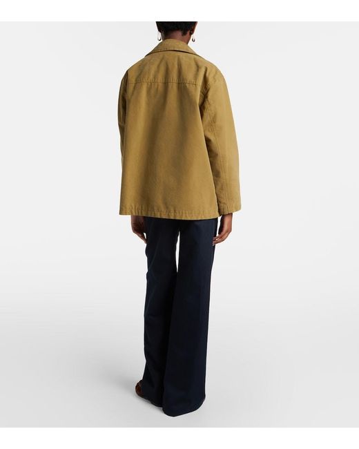 Nili Lotan Blue Reed Cotton And Linen Flared Pants