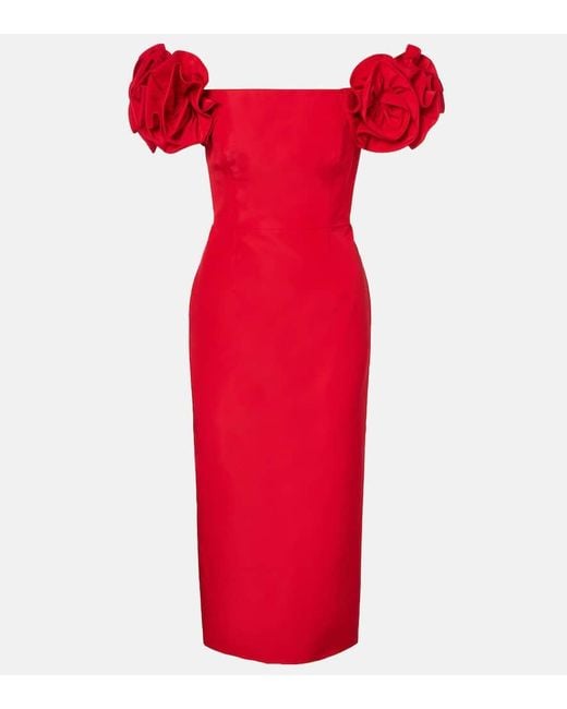 Vestido De Coctel De Seda Carolina Herrera de color Red