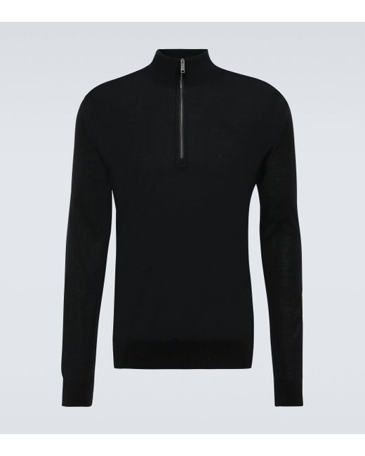 Zegna Black Wool Half-zip Sweater for men