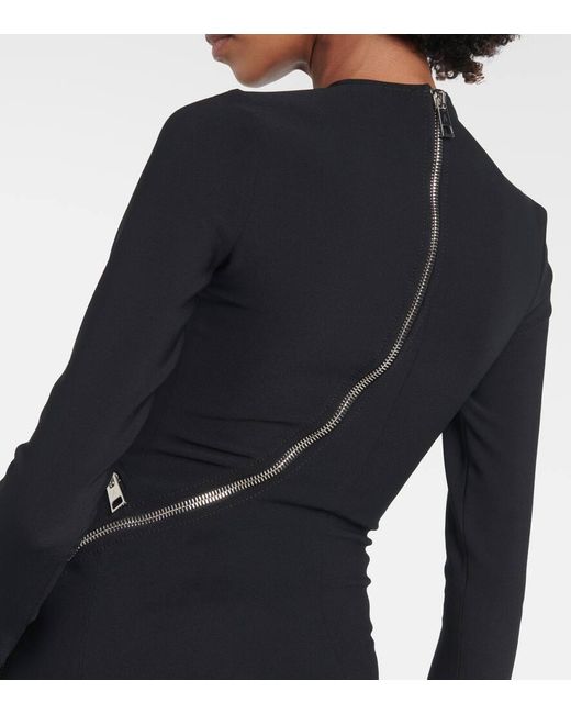 The Attico Black Twisted Zip Midi Dress With