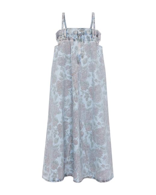 Ganni Blue X Levi's® Floral Denim Midi Dress