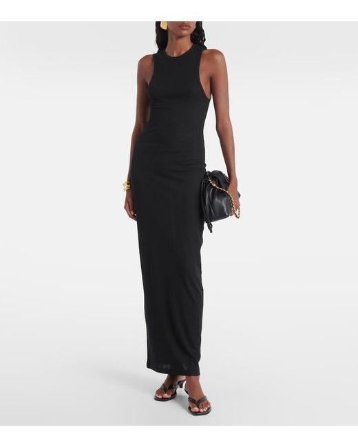 Wardrobe NYC Black Racer Cotton-Blend Maxi Dress