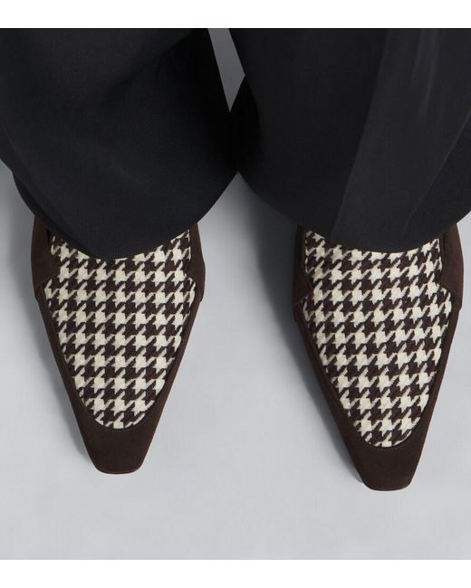 Manolo Blahnik Black Petusi Houndstooth Suede Pumps