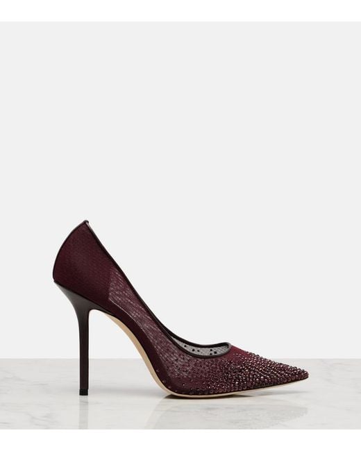 Jimmy Choo Purple Love 100 Crystal-Embellished Pumps