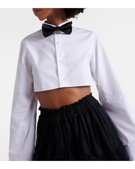 Noir Kei Ninomiya White Cropped Cotton Shirt