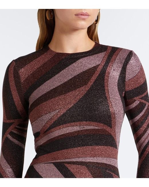 Emilio Pucci Brown Iride Lurex Jersey Midi Dress