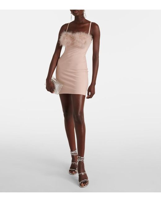 Blumarine Pink Feather-Trimmed Jersey Minidress