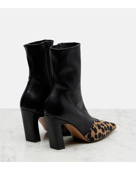 Khaite Black Nevada 85 Leather Ankle Boots