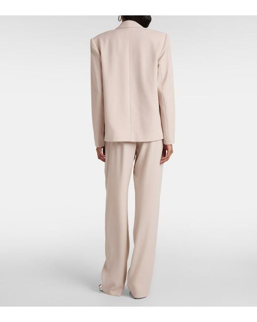 The Sei Natural Double-Breasted Crepe Blazer