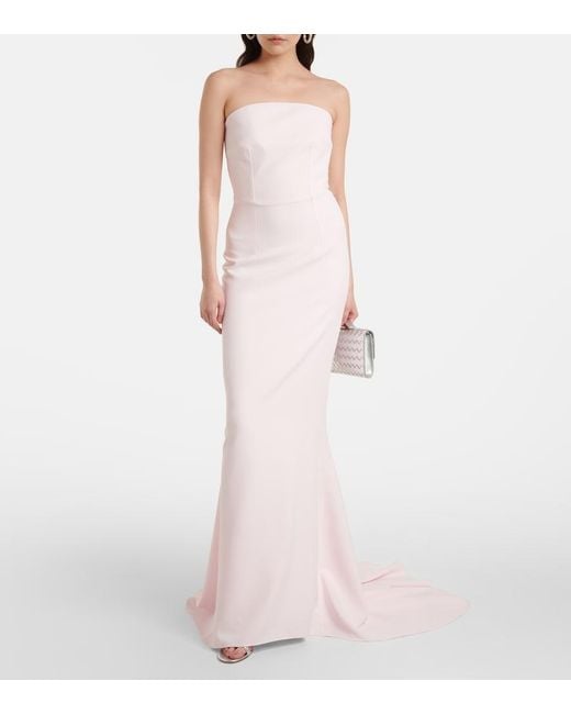 Safiyaa Pink Sofie Embellished Crepe Bustier Gown
