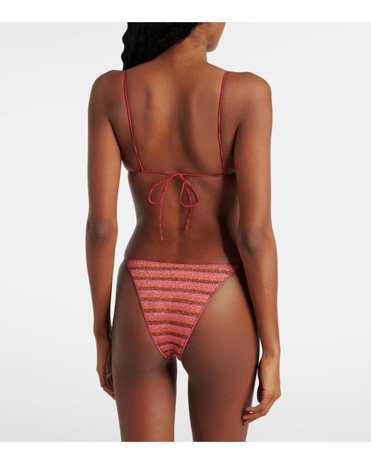 Oseree Red Lumiere Striped Bikini