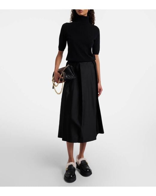 Ferragamo Black Caminia Shearling-Trimmed Leather Loafers