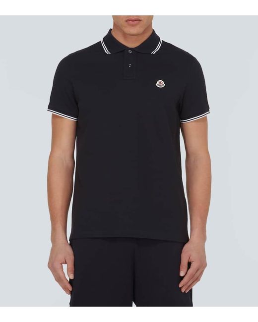 Moncler Black Cotton Polo Shirt for men