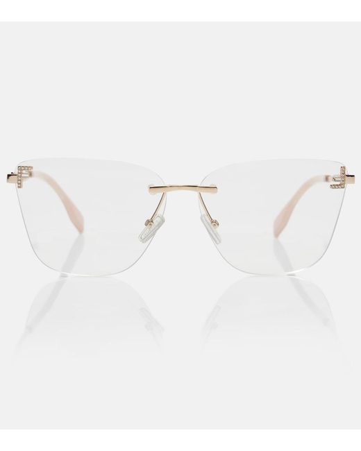 Fendi Natural First Crystal Cat-Eye Glasses