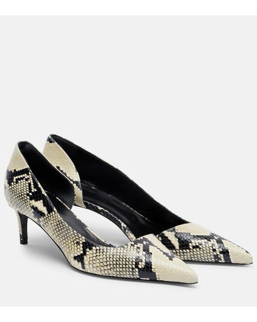 Khaite Black Jett D'Orsay 45 Snake-Effect Leather Pumps