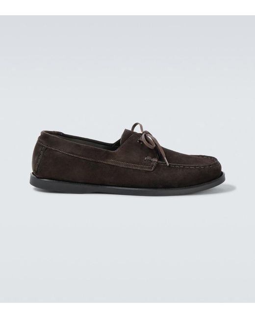 Saman Amel Black City Moc Suede Boat Shoes for men