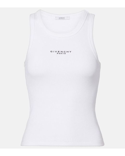 Givenchy White Logo Ribbed-Knit Cotton Jersey Tank Top
