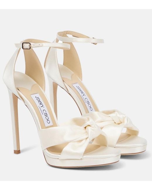 Jimmy Choo White Rosie 120 Satin Sandals