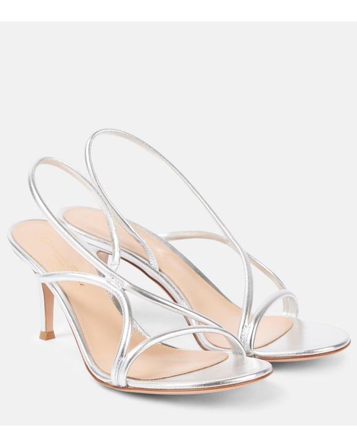 Gianvito Rossi Natural Cage 70 Metallic Leather Sandals