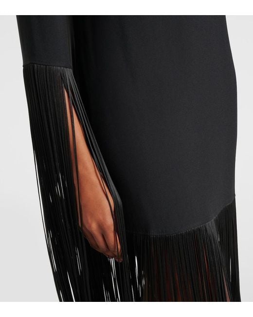 Taller Marmo Black Chicago Fringed Crepe Minidress