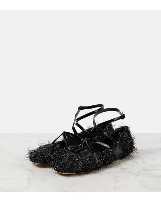 Jimmy Choo Black Astoria Tinsel Ballet Flats