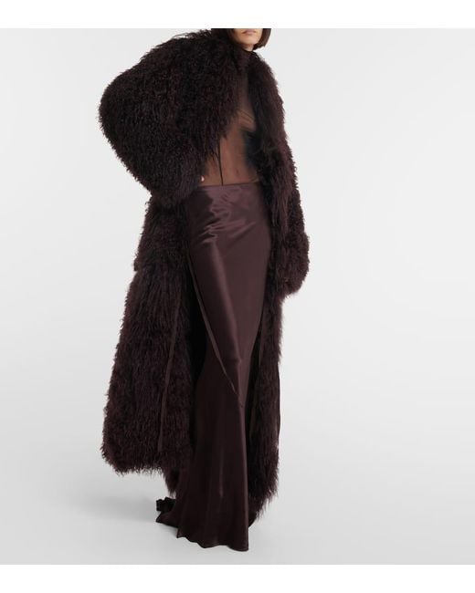 Ann Demeulemeester Brown Maxirock Aus Satin
