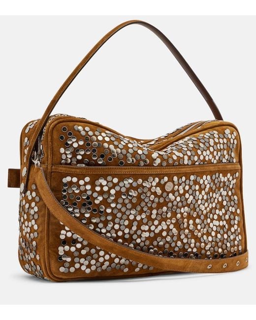 Acne Brown Camero Camera Large Suede Shoulder Bag