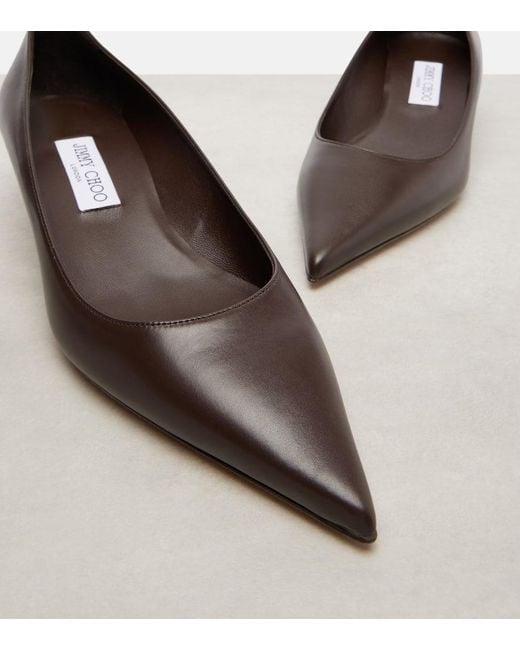 Jimmy Choo Brown Amelia 35 Leather Pumps