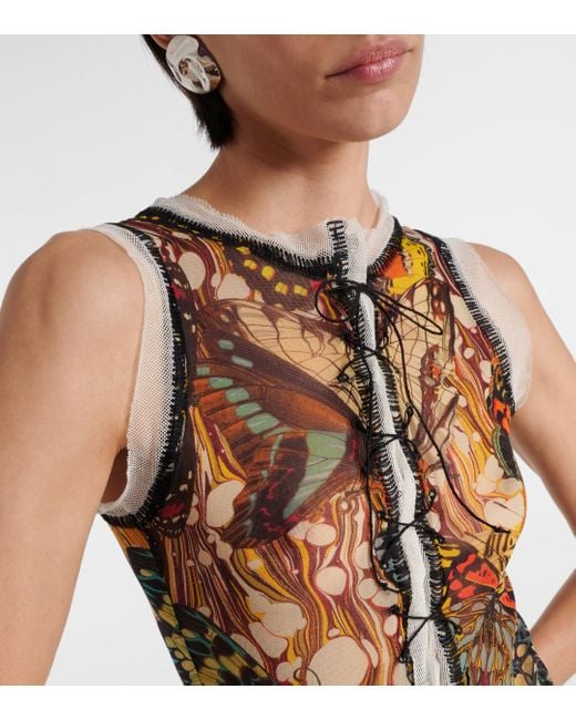 Jean Paul Gaultier Multicolor Papillon Graphic-pattern Mesh Maxi Dress