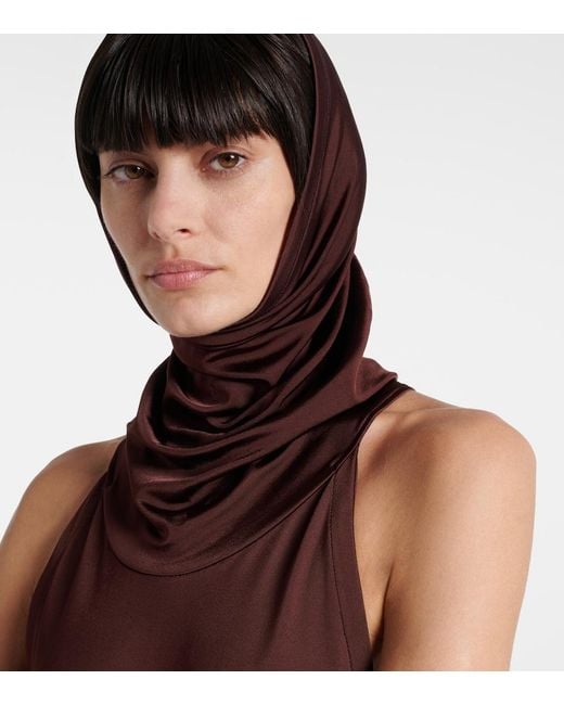 Victoria Beckham Purple Hooded Jersey Midi Dress